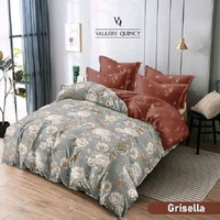 BEDCOVER SET VALLERY QUINCY MOTIF KING SIZE 180X200 T30 FLAT/KARET HALUS MURAH RIANA
