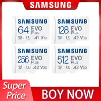 100% Original Samsung EVO Plus Micro SD Card 64GB 128GB 256GB 512GB Class 10 High Speed up to 130MB/s U3 UHS-I Memory Card