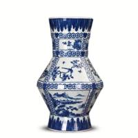 Jingdezhen Vase Blue And White Porcelain, Ornaments vase Ancient Flower Birds Modern Chinese Living Room Entrance Lar vase blue