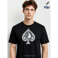 FQU Retro Spades Graphic Casual Loose Crewneck Soft Fabric Fashion T-shirt Trendy Streetwear for Hal