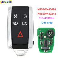 4+1 Button FSK 315MHz 433MHz Smart Remote Key with ID46 Chip for Jaguar XF XFR XK XKR XJ8 XK8 HU101 KR55WK45694 KR55WK49244