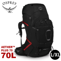 【OSPREY 美國 男 Aether Plus 70 專業登山背包《黑L/XL》70L】自助旅行/雙肩背包/行李背包
