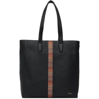 【Paul Smith】標誌性條紋皮革托特包 黑色(M1A-7043-BMULTI)