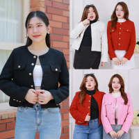 Elsie Blazer ผ้าทวิต - มีถึงอก46⭐️เสื้อคลุมผ้าทวิต เสื้อทวิตสาวอวบ กระดุมทอง มีซับใน ผ้าไม่บาง ทรงสว