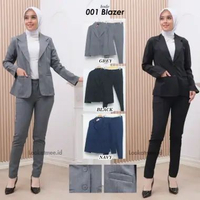 setelan blazer eksekutif wanita 2 kancing kantong depan dengan celana panjang atau Rok A premium S A