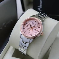 JAM WANITA ALEXANDRE CHRISTIE AC 2A66 SILVER ROSEGOLD DIAL PINK ORI