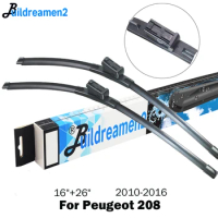 Buildreamen2 2 Pieces Car Styling Wiper Blade Rubber Front Windscreen Wiper For 2010-2016 Peugeot 208