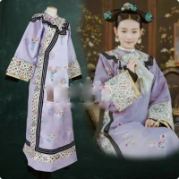 Lu Wanwan Princess Qing Embroidery Palace Hanfu Costume for Qing Dynasty Newest TV Play Story of YanXi Palace
