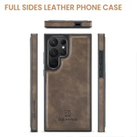 DG MING Strong Magnetic Phone Case For SAMSUNG S20 S21 S22 S23 S24 Ultra Full Sides Retro Leather Cover For S20/21 S23 FE A54