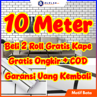 WALLPAPER DINDING 10m BATU BATA HITAM BATU BATA PUTIH STICKER DINDING 10 METER MUDAH DI PASANG SUDAH