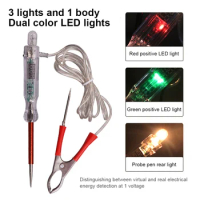 6V/12V/24V Electrical Voltage Tester Pen Probe Lamp Dual-color LED Light Auto Car Light Circuit Tester Car Diagnostic Test Tools