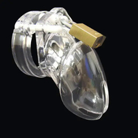 ［GYIDEOAE-PDEAF］Male  lock  plastic Chastity device  with 5 ring CB6000s  cage  Belt  sex toys for men