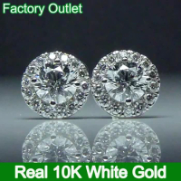 Custom Real 10K White Gold Stud Earrings Women 1 2 3 4 5Ct Round Moissanite Diamond Present Wedding Anniversary Engagement Party