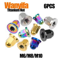 Wanyifa Titanium Nut M6/M8/M10 Flange Seal Bolt Cap for Motorcycle Part 6Pcs