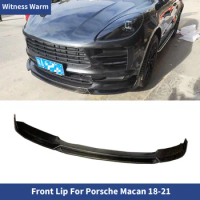 Car Front Bumper Lip Chin Spoiler For Porsche Macan 2019 - 2021 Carbon Fiber Front Splitter FRP