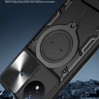 For VIVO Y02T 4G 2023 Case Shockproof Armor Car Magnet Ring Silicone Phone Case for VIVO Y02 Y 02T 4GStand Holder Back Cover