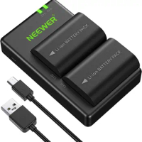 Neewer 2-Pack 2000mAh LP-E6 LP-E6N Replacement Rechargeable Camera Batteries &amp; Micro USB Input Dual Charger Set for Canon