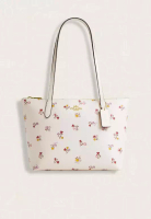 COACH Coach Fiona Zip Tote Bag With Heart Print Chalk Multi