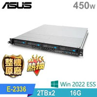 (商用)ASUS RS300-E11 熱抽機架伺服器(E-2336/16G/2TBx2 HDD/450W/2022ESS)