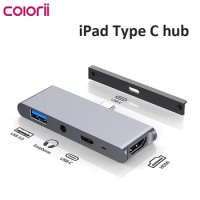 Colorii USB C HUB TYPE-C to HDMI-compatible Adapter 3.5mm Audio PD Charging USB 3.0 Port Converter for iPad Pro Macbook Laptop