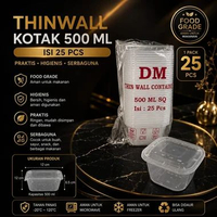 Thinwall DM 500ml SQ (square) / FOOD CONTAINER / Frozen Condiments / Food Grade / CUP + TUTUP isi 25
