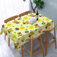 Custom Rectangular Waterproof Oil-Proof Disney Tenorikuma Sanrio Anime Bear Tablecloth Backed Table 