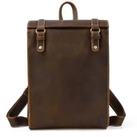 Men Backpack Leather Backpack Mochila School Bags Solid Zipper Genuine Leather 20-35 Litre