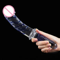 Heat-resistant Crystal Glass Dildo With Handle Huge Glass Dildo Anal Dildo G-point Stimulation Female Masturbation Stick Sex Toy