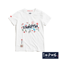 【EDWIN】江戶勝 女裝 日式多元主題短袖T恤(米白色)