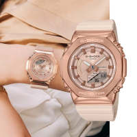 【CASIO 卡西歐】G-SHOCK 韓國衄團 ITZY 八角形錶殼 閃耀粉米 雙顯腕錶 40.4mm(GM-S2100PG-4A)