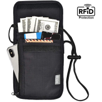 iware RFID掛頸防搶包 防掃描卡片側錄 隨身隱形防盜包斜背包 出國護照包證件夾 旅行旅遊收納包護照夾