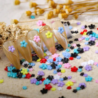 100pcs/bag Five-Petaled Flowers Nail Rhinestone Keen French 3D Acrylic Flower for Nails Cute Resin Romantic Nail Art Accesories