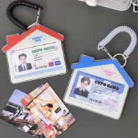 Kawaii Small house ID card sleeve ID Acrylic Photocard Holder Kpop Photo Card Holder Bag Decorative pendant School Stationery