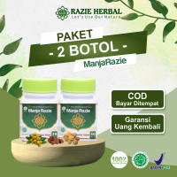 (PAKET 2 BOTOL) Manja razie original isi 30 butir/botol - Bantu redakan Si Putih - Alami, Halal & BP