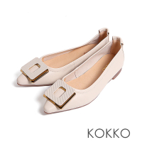 【KOKKO 集團】氣質典雅大氣方釦隨妳彎包鞋(白色)