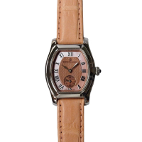 REVUE THOMMEN 梭曼錶 酒桶型機械女腕錶 橘面x皮帶/28.5mm x 26.5mm (12515.3536)
