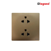 Legrand เต้ารับคู่มีกราวด์ 3 ขา สีบรอนซ์ Duplex Socket Euro-US 2P+E Bronze รุ่นมาเรียเซนต์ | Mallia 