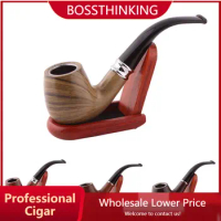 Tobacco Pipe Wood Grain Resin Chimney Filter Long Smoking Pipes Elbow Roll Filter Cigarette Holder Herb Grinder Smoking Tools