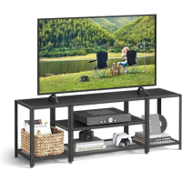 VASAGLE Modern TV Stand for TVs up to 65 Inches, 3-Tier Entertainment Center, Industrial TV Console Table with Open Storage
