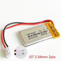3.7V 250mAh Lithium Polymer LiPo Rechargeable Battery   JST 2.54mm 2pin Plug 402035 For GPS Navigato