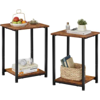 WLIVE End Tables Set of 2, 2-Tier Small Side Tables with Open Storage, Narrow Side Stands for Bedroom,Couch, Modern End Stands