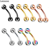 Leosoxs 2pcs Stainless Steel 3mm Ball Eyebrow Piercing Curved Barbell Helix Piercing Ring Eyebrow Ring for Woman Men