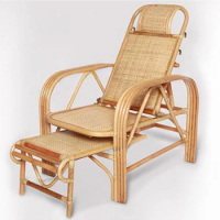 Old rattan lounge chair folding lunch break nap wicker chair hand-woven real rattan lounge chair home leisure to send parents