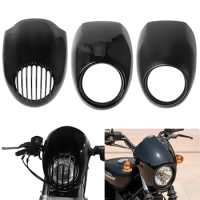 Motorcycle Black Headlight Grill Fairing Cover ABS Plastic Windshield For Harley 1200 Front Fork Mount Dyna Sportster XLCH