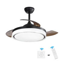 42 inch Retractable Ceiling Fans with Lights Remote Control, with Bladeless Ceiling Fan,LED Dimmable Light,Silent Fan