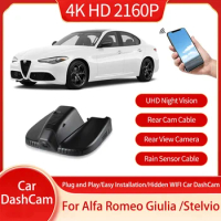 For Alfa Romeo Giulia 952 Stelvio 949 2019 2022 2016~2024 DVR 4K Dash Cam Car Camera Front And Back Hidden WIFI Car DashCam NEW
