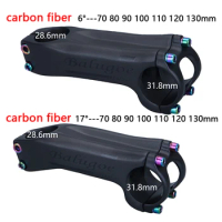 BALUGOE Ultralight Carbon Bicycle Handlebar Stem 6/17 Degree 31.8mm 70mm-130mm Power Mountain Road Bicycle Stem Bicycle Parts