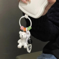 Cute 3D Doll Bear Pendant Phone Chain For iphone 14 13 11 X Girl Universal Anti-Lost Hanging Finger Ring Keychain For Phone Case