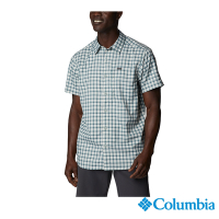 Columbia 哥倫比亞 男款-超防曬UPF50快排短袖襯衫-綠格紋 UAE09380GX / S23