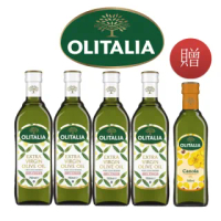 【Olitalia 奧利塔】特級初榨橄欖油禮盒組750mlx4瓶(+頂級芥花油500mlx1瓶)